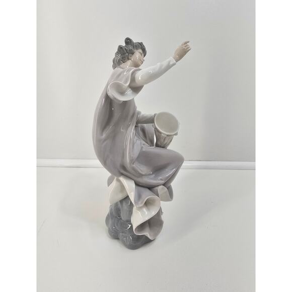LLADRO Angel with Tambourine # 1320 Angel Sitting on Rock Spain - Picture 4 of 6